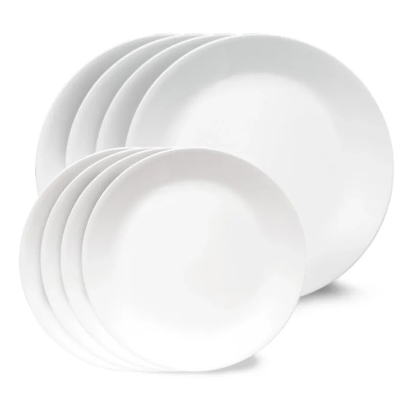 Corelle Shimmering White Salad and Dinner Plates Set, 8-pack