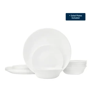 Corelle Winter Frost White Dinnerware Set – Service for 6 + Salad Plates