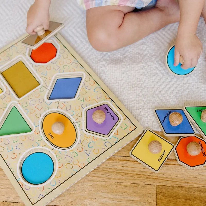 Melissa & Doug Geometric Shapes Deluxe Jumbo Peg Puzzle - 8 Pieces