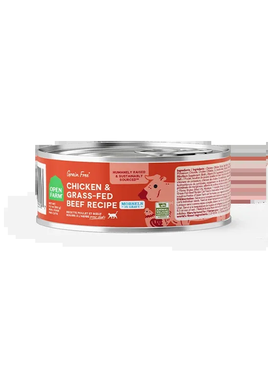 Open Farm Chicken & Grass-Fed Beef Morsels in Gravy for Cats