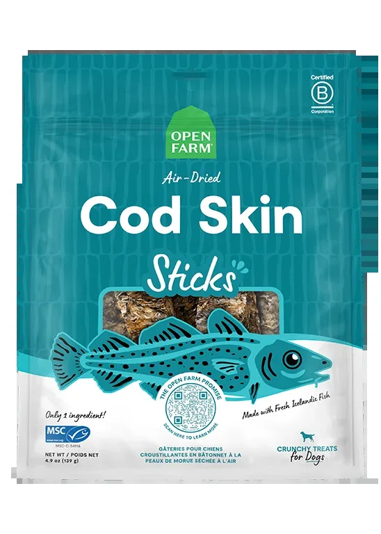 Open Farm Icelandic Air-Dried Cod Skins Dog Treat Sticks