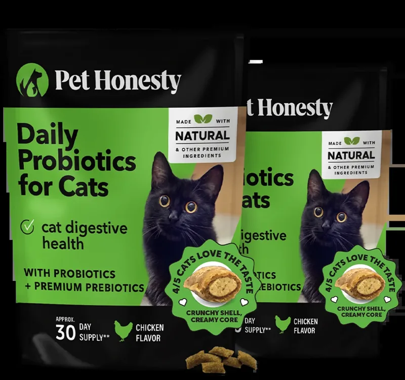 PetHonesty Dual Texture Probiotics Gut + Immune Health Supplement for Cats 2-Pack (Chicken Flavor)
