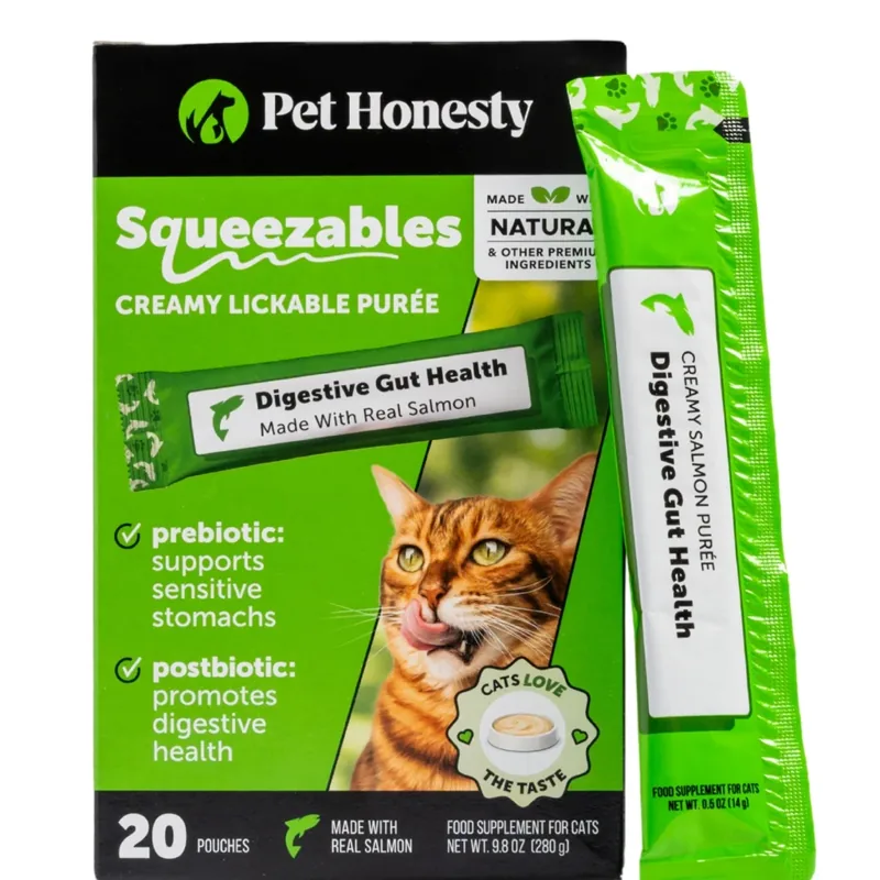 PetHonesty Squeezables Prebiotics Gut + Immune Health Supplement for Cats, 20 Pouches