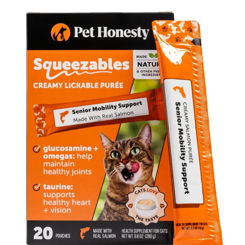 PetHonesty Squeezables Senior Joint Support Supplement for Cats, 20 Pouches