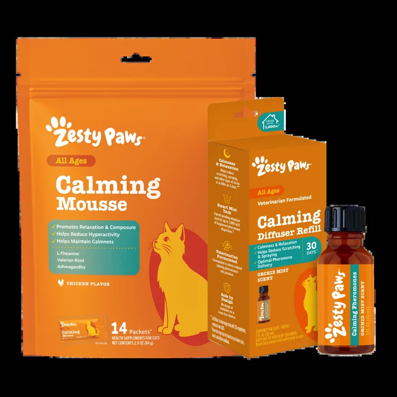 Zesty Paws Diffuser Refill + Calming Mousse | Bundle for Cats