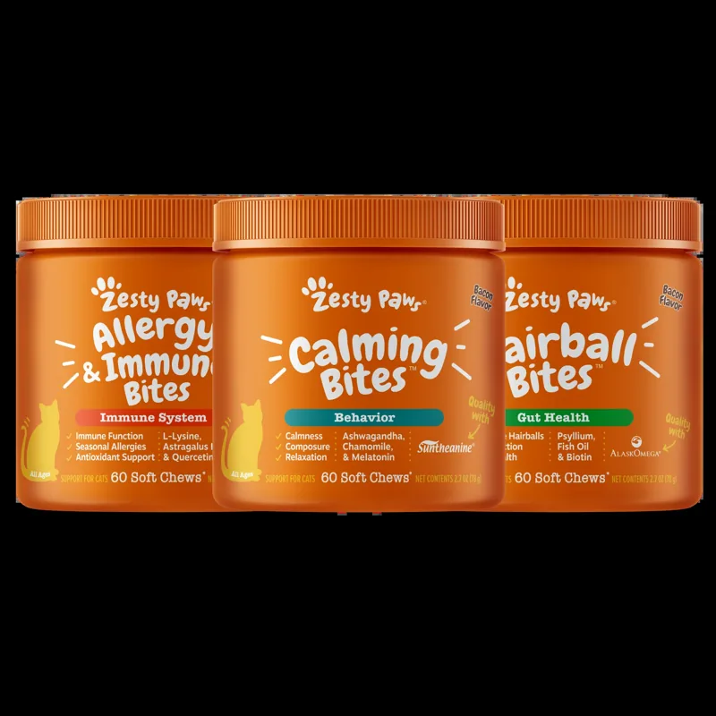 Zesty Paws Hairball + Calming + Allergy & Immune | Bundle for Cats