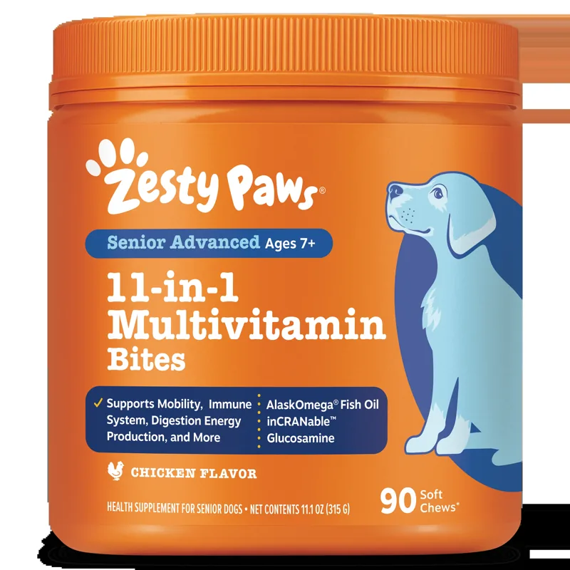 Zesty Paws Senior Advanced 11-in-1 Multivitamin Bites for Senior Dogs