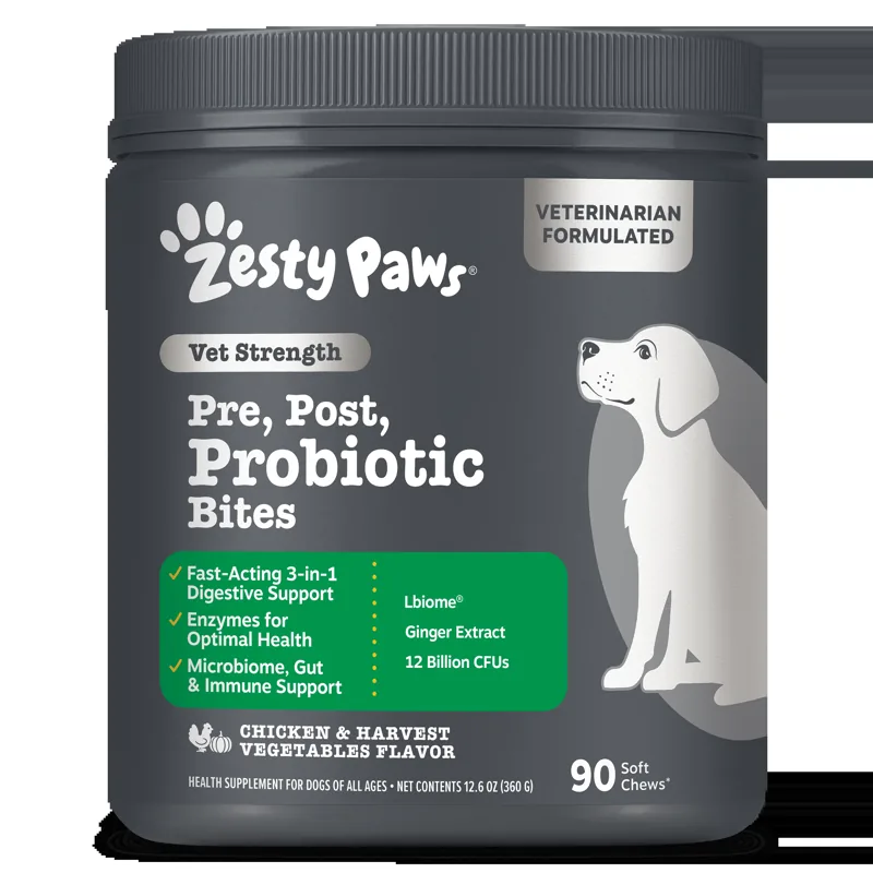 Zesty Paws Vet Strength Pre, Post & Probiotic Bites for Dogs